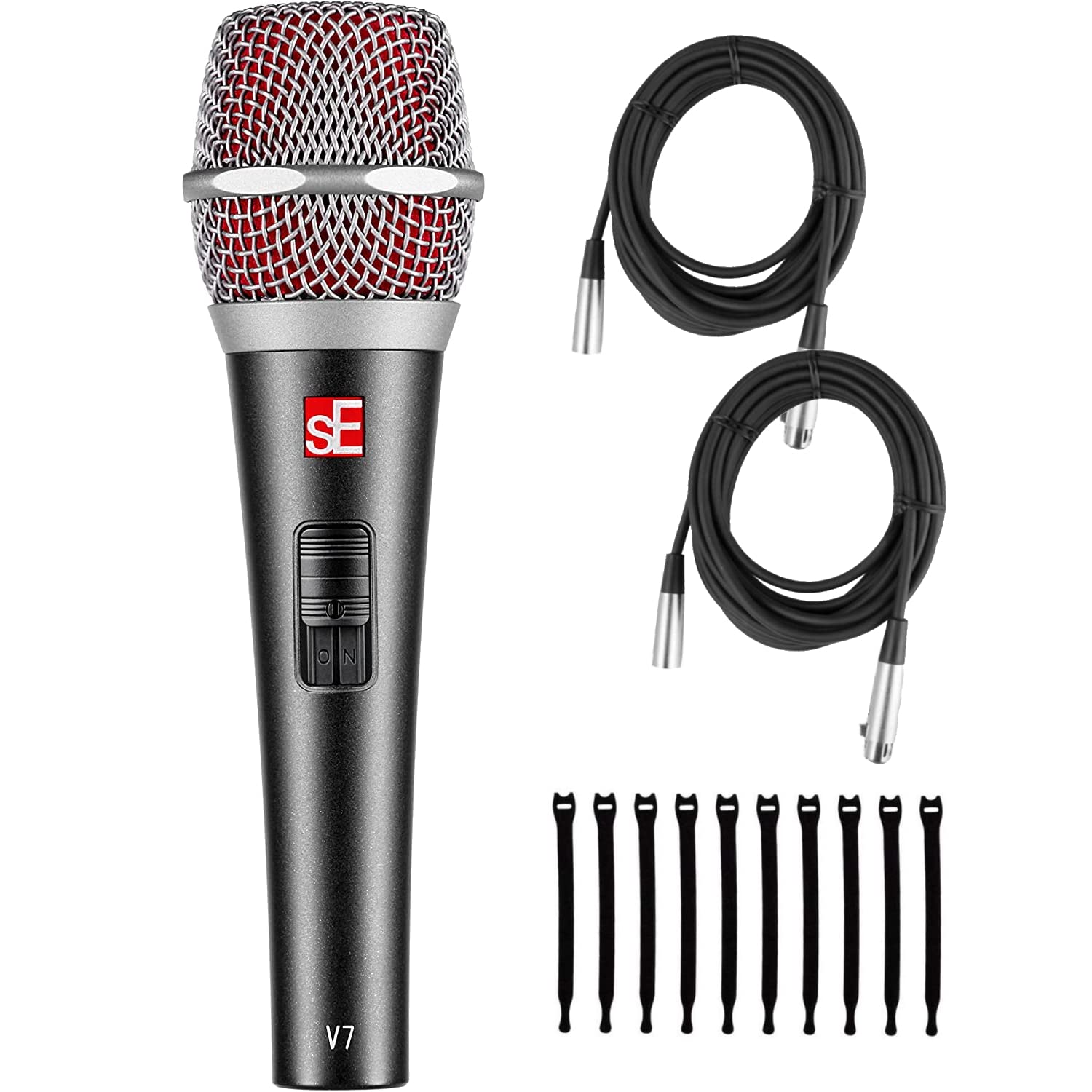 Briskdrop sE Electronics V7 Supercardioid Dynamic Handheld Microphone - Professional XLR Mic with 2 XLR Cables & 10 Cable Ties - Perfect for Podcasting, Live Streaming & Studio Recording