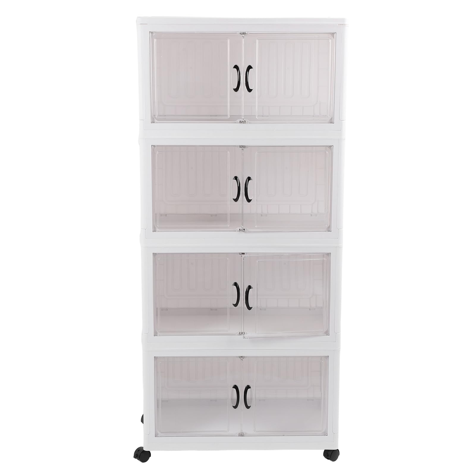 Foldable Storage Cabinet with Wheels - 4 Layer Plastic Organizer Bins for Home, Office & Dorm - Space Saving Folding Storage Solution for Closet, Toys, Books & Supplies