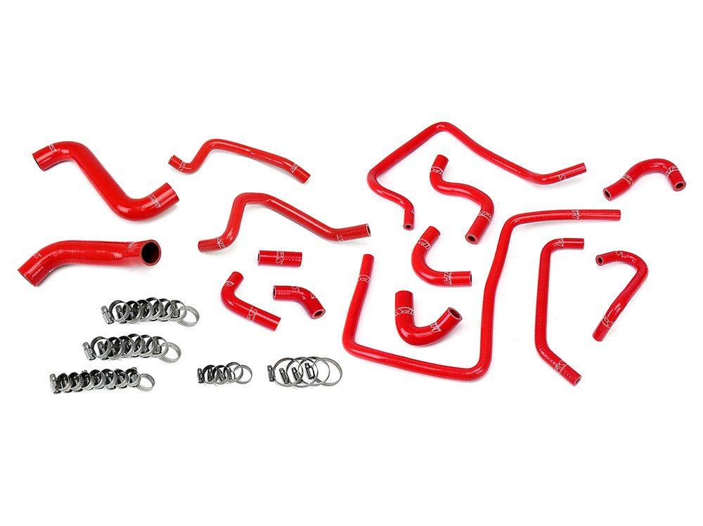 HPS Red Silicone Radiator Heater Hoses 15pcs Complete Kit - Compatible with Coolant 57-1812-RED - Perfect for Car Engine Cooling System Maintenance & Performance Upgrades