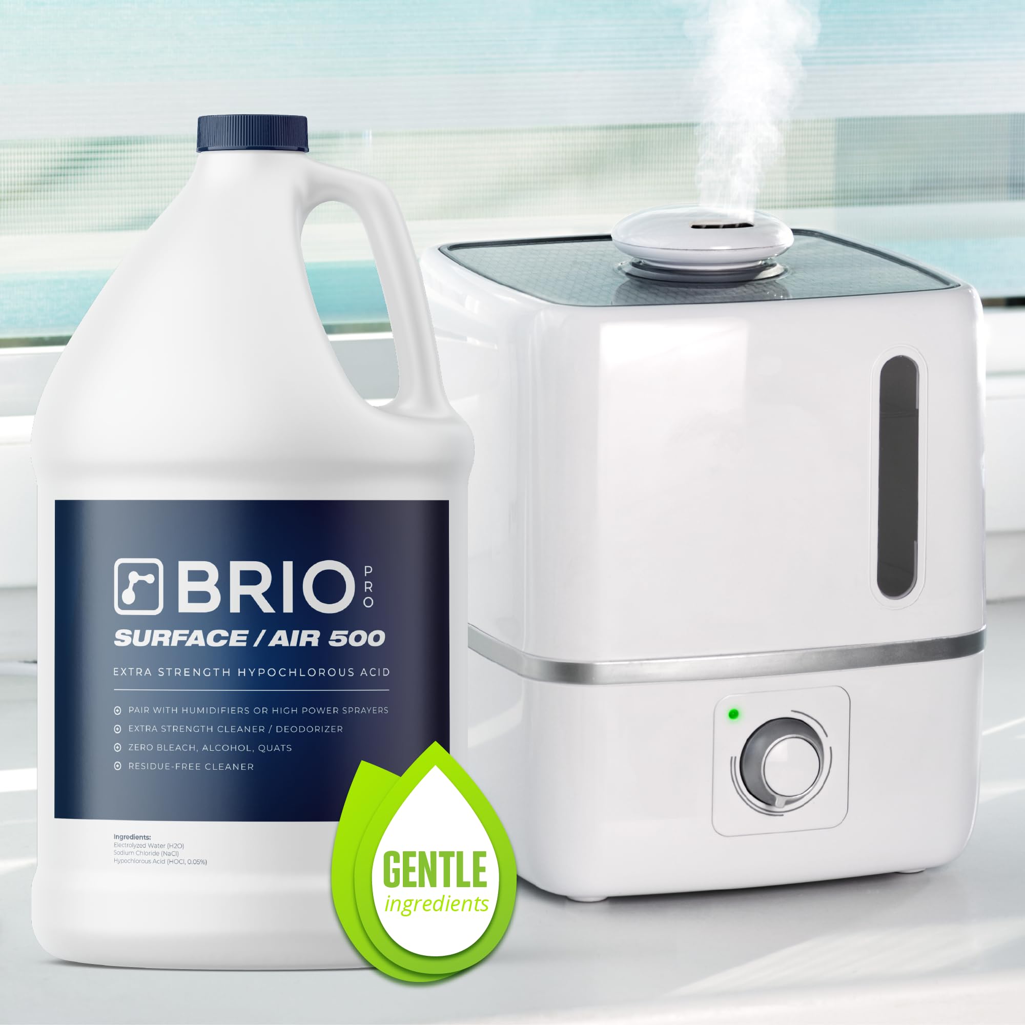BRIOTECH Surface/Air 500 - Pure Hypochlorous Acid 500 PPM Disinfectant for ULV Foggers, Sprayers & Humidifiers | Professional Cleaning & Deodorizing Solution for Dental Clinics, Offices, Schools & Homes | Peroxide-Free | 1 Gallon Refill (Pack of 4) | Ideal for Sanitizing High-Touch Surfaces & Air Purification