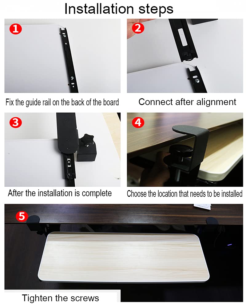 Y&J Under Desk Sliding Keyboard Tray - Ergonomic & Adjustable Keyboard Shelf with Easy Installation, Fits 52cm/20.5in to 75cm/29.5in Desks - Perfect for Home Office, Gaming Setup & Workspace Organization