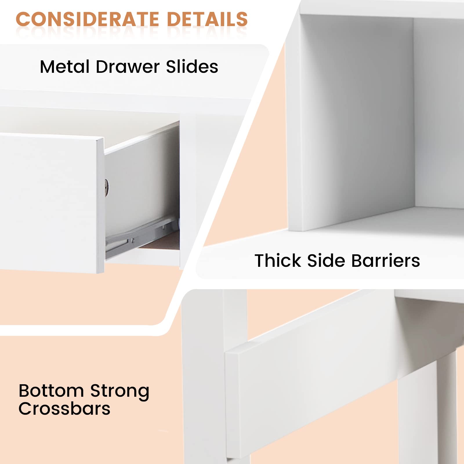 Tangkula White Desk with Hutch - Modern Home Office Writing Study Desk with Storage Bookshelf & Drawer, Makeup Vanity Desk for Bedroom, PC Laptop Computer Desk for Working & Studying - Perfect for Small Spaces, Dorm Rooms & Home Offices