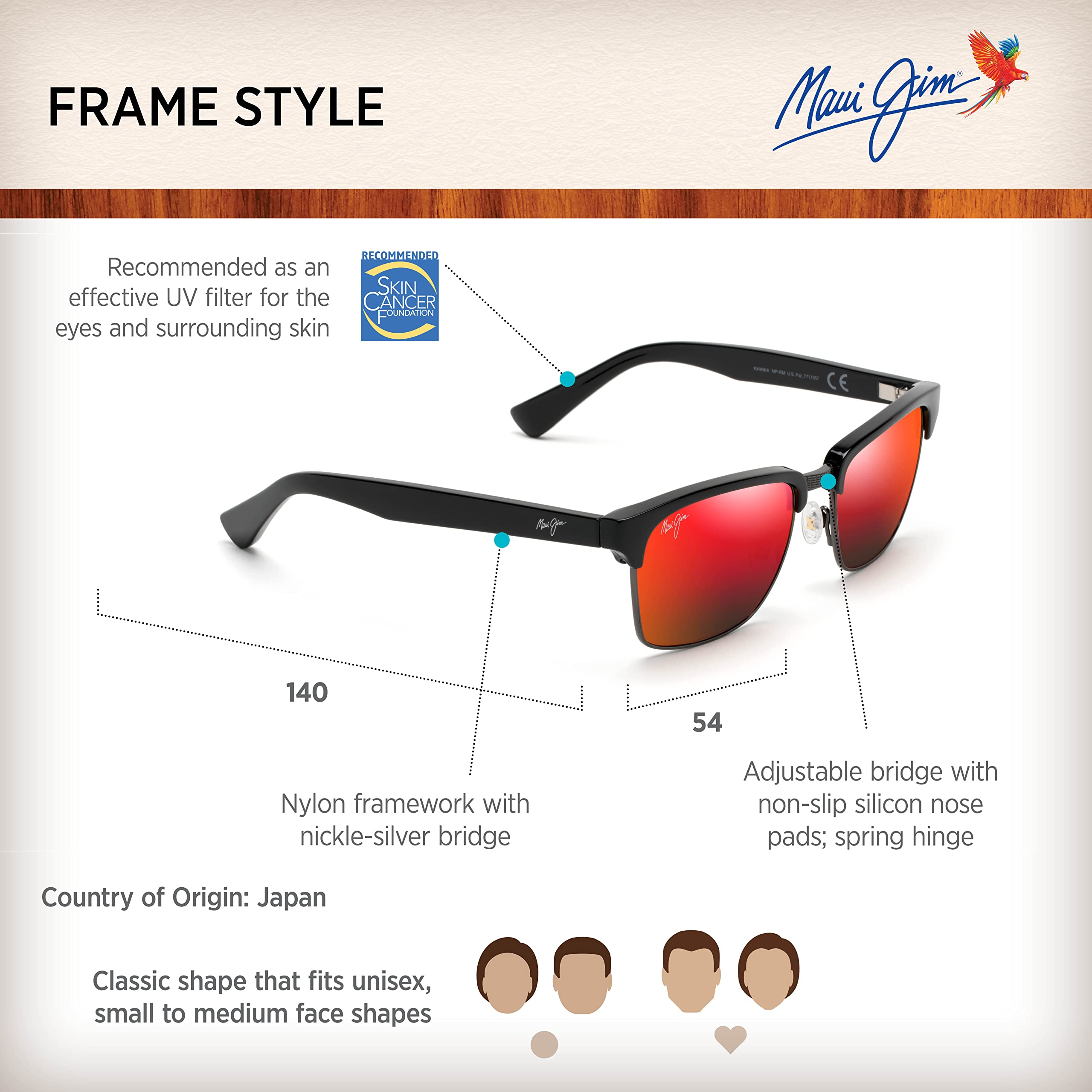 Maui Jim Kawika Polarized Sunglasses for Men & Women - UV Protection, Lightweight & Stylish - Perfect for Beach, Driving & Outdoor Activities