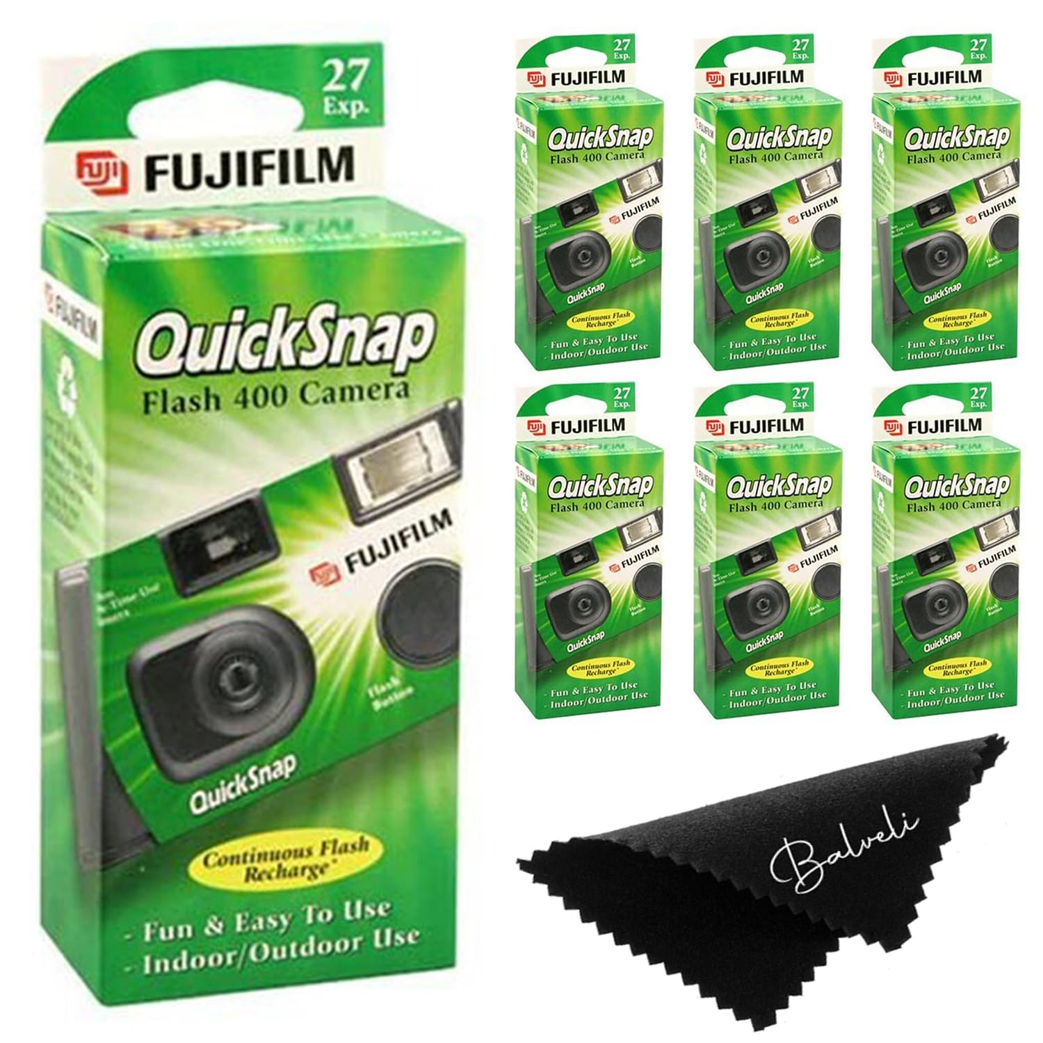 FujiFilm Quicksnap Flash Disposable Camera 400 ISO, 6-Pack 35mm Film Camera with 27 Exposures - Perfect for Weddings, Parties, Travel & Events - Bulk Disposable Cameras for Photography Enthusiasts