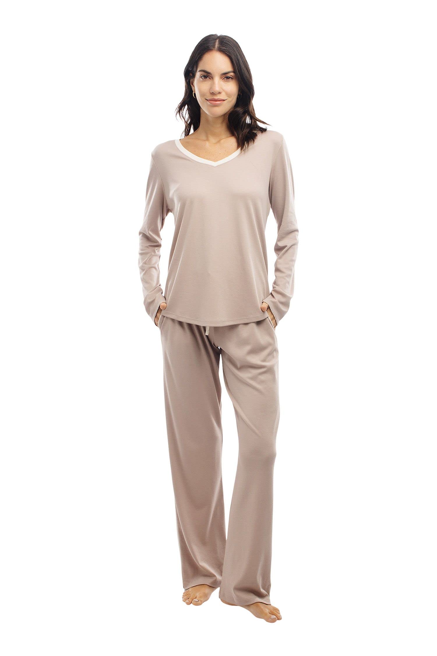 Premium Pima Cotton Women's Pajama Set - Ultra Soft Long Sleeve Sleepwear for Women | Cozy Lounge Wear & Nighttime Comfort