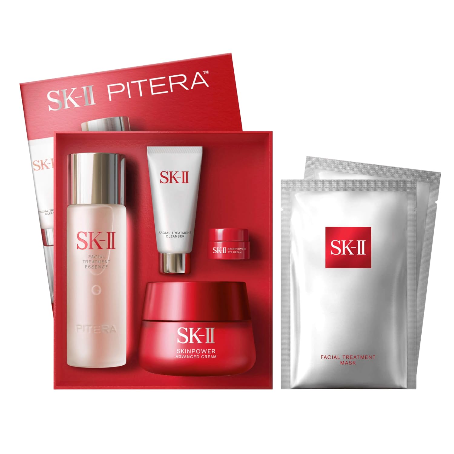 SK-II Anti-Aging Skincare Gift Set - Full Size Facial Cleanser, Essence, Face & Eye Cream & 2 Treatment Masks (6-Piece) - Perfect for Gifts, Travel & Complete Skincare Routine