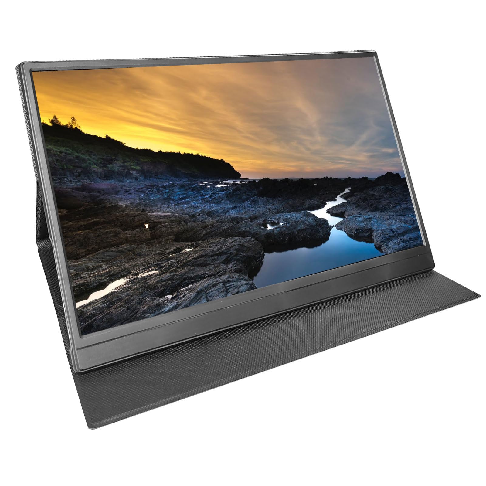 15.6 Inch FHD Portable Monitor with USB-C, Mini HDMI, Plug and Play, 100-240V, Eye Care Technology & Built-in Speaker for Laptop, PC, Gaming, Office Work (European Plug) - Perfect for Remote Work, Travel & Multi-Screen Setup