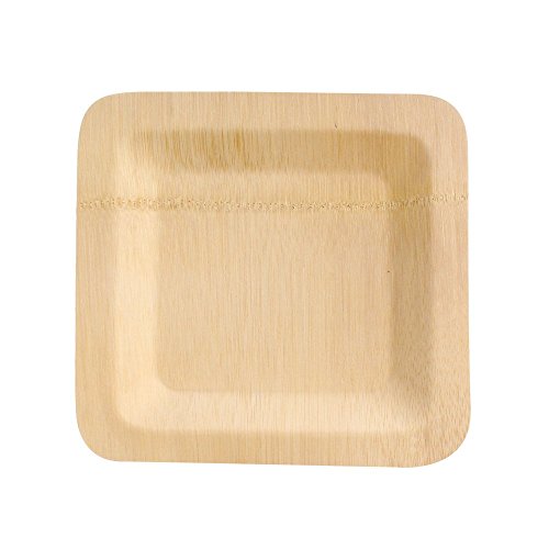 Premium Biodegradable Bamboo Veneer Square Plates (7