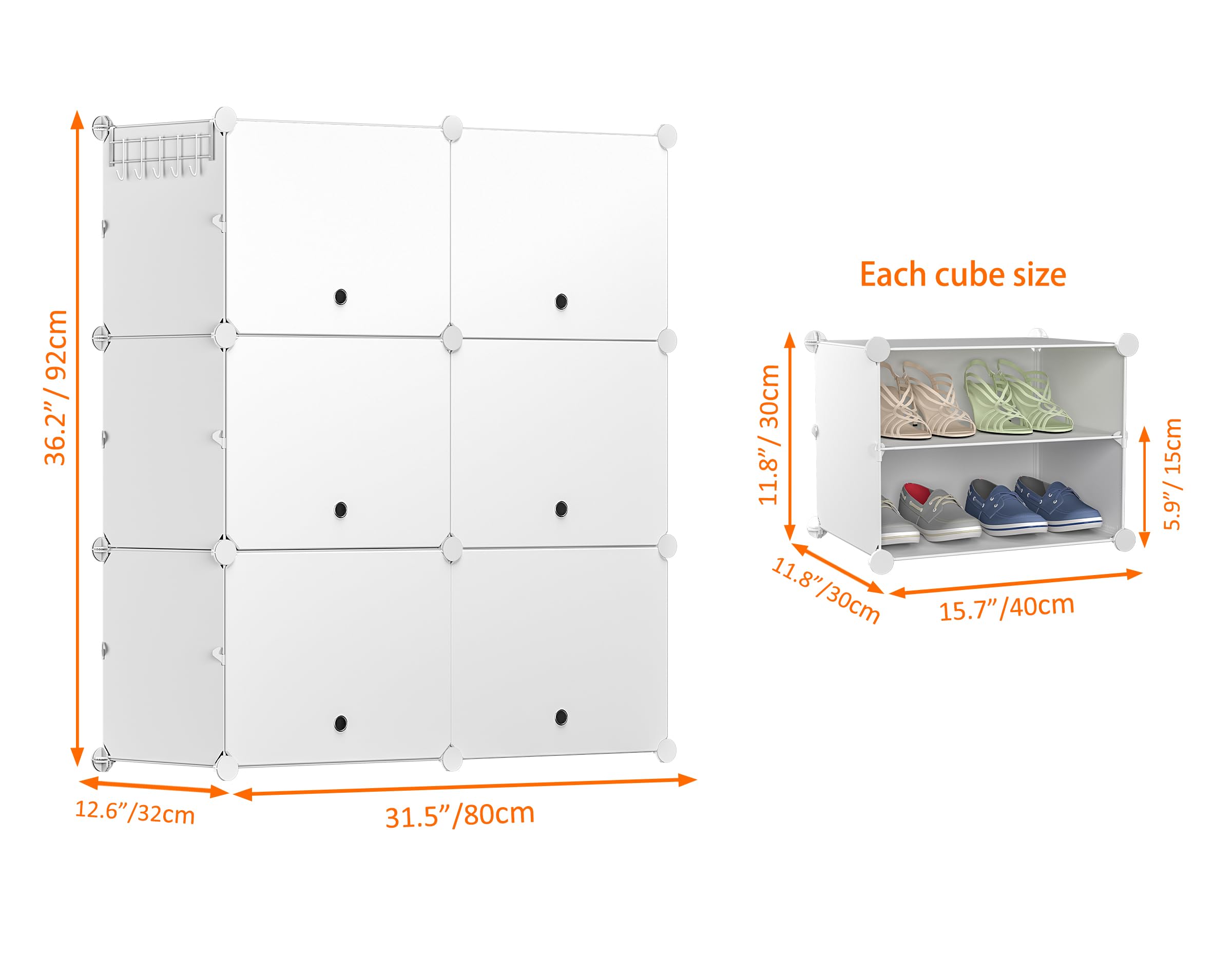 HOMIDEC 6-Tier Shoe Rack - 24 Pair Plastic Shoe Storage Cabinet Organizer for Closet, Hallway, Bedroom & Entryway | Space-Saving Shoe Shelf for Small Apartments & Dorm Rooms