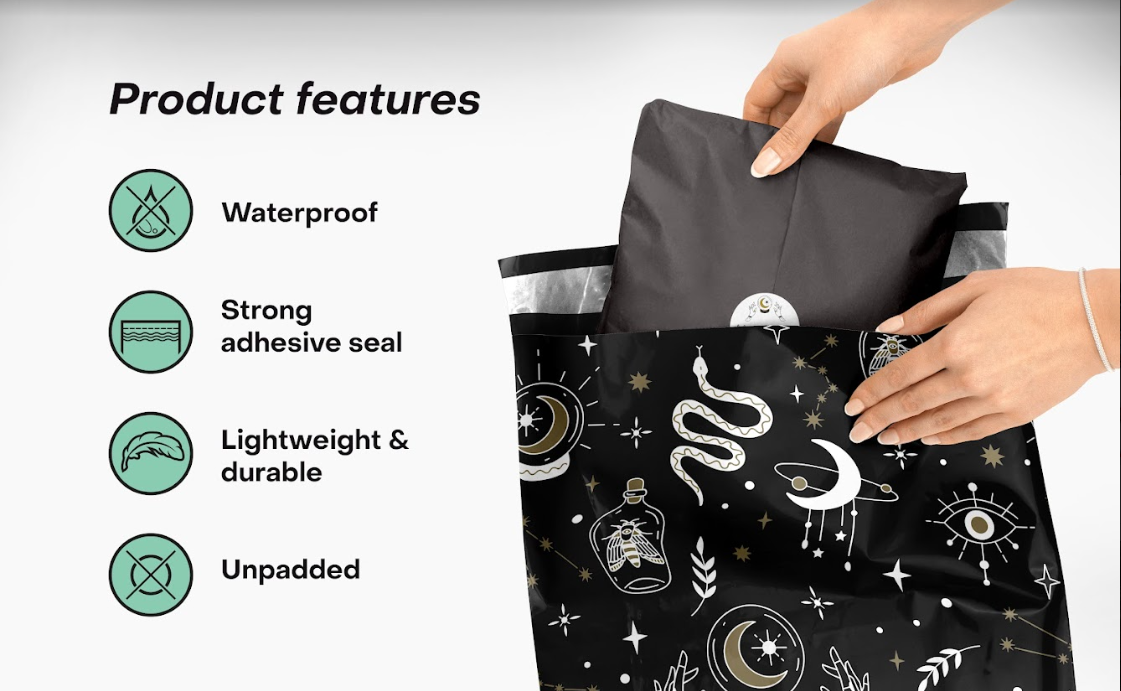 Celestial Magic Polymailers 10x13 Inch - Waterproof Mailing Envelopes for Ecommerce Shipping, Gift Bags, Document Protection & Small Business Packaging (10 Pack)