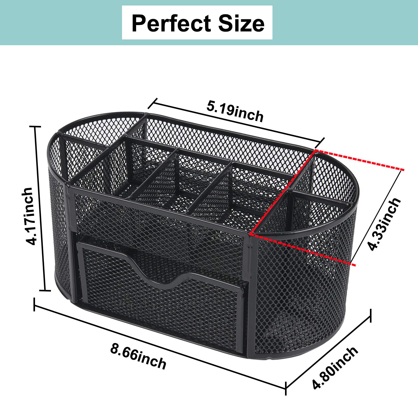 9 Compartment Mesh Desk Organizer - Metal Office Desk Accessories for Scissors, Pens, Post-it Notes & Sticky Notes | Perfect for Home Office, School & Workspace Organization