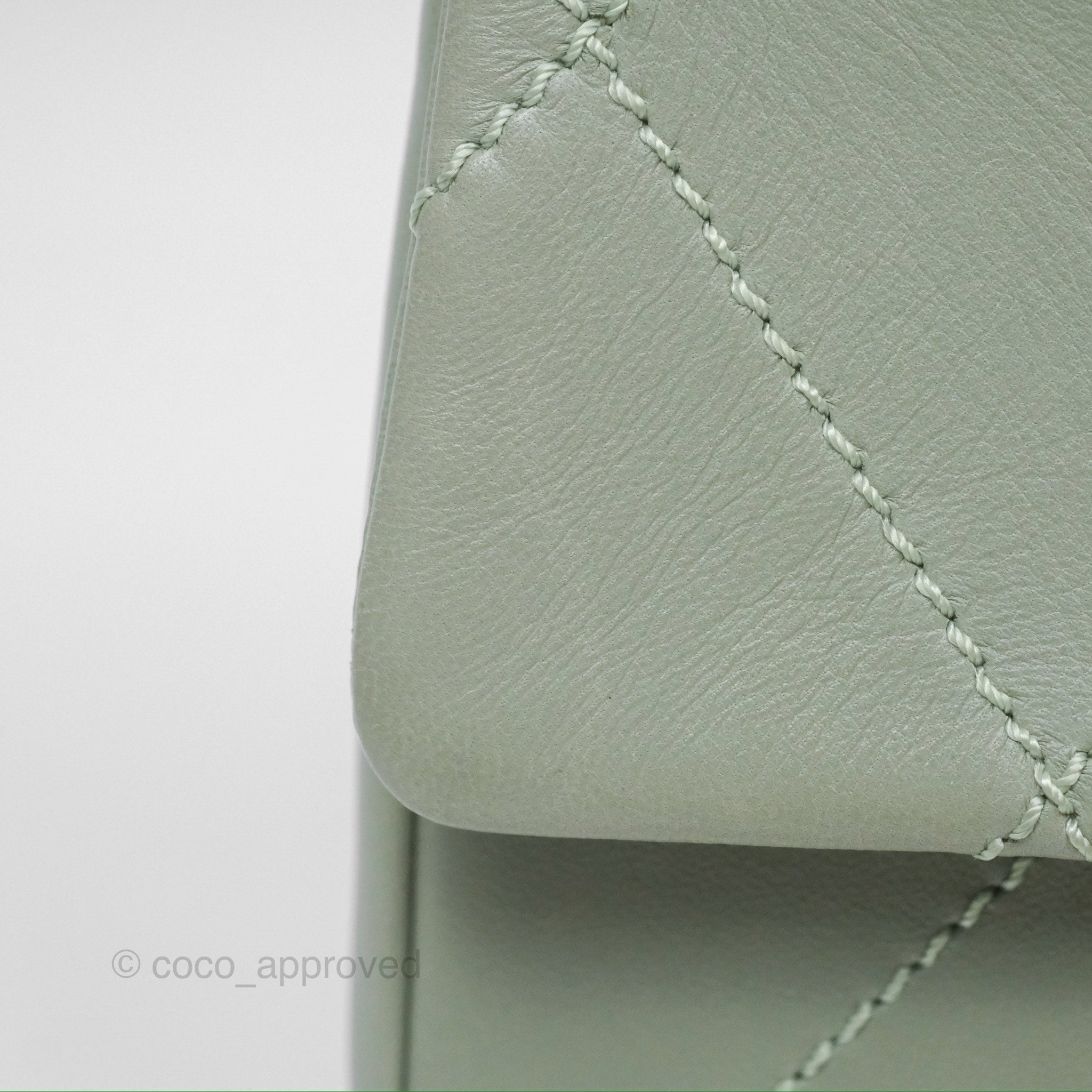 Chanel CC East West Flap Bag Genuine Lambskin Leather Mint Green with Silver Hardware - Luxury Crossbody Purse for Women, Perfect for Date Night & Special Occasions