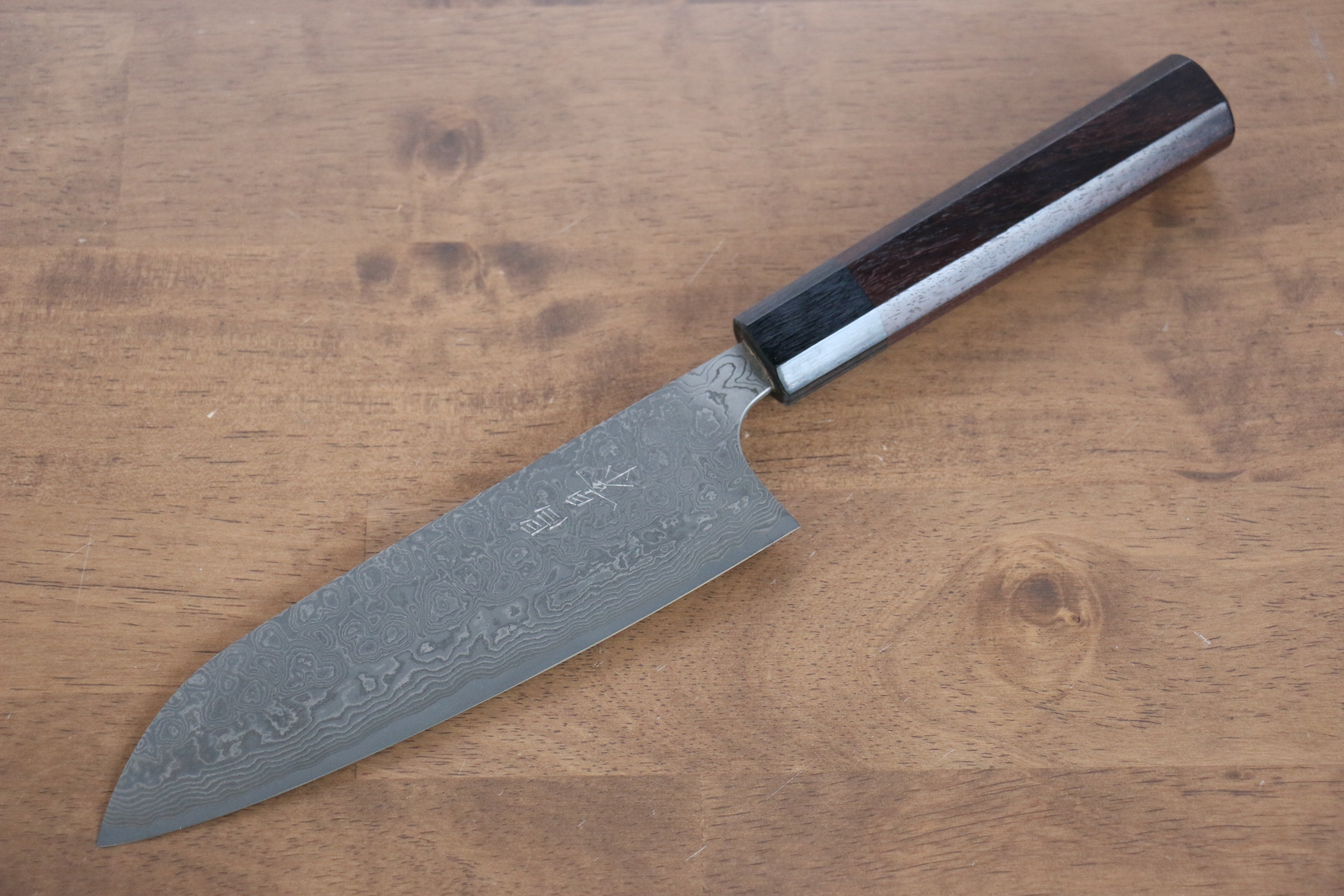 Masakage Kumo VG10 Damascus Santoku Knife 165mm - Japanese Shitan Wood Handle - Premium Kitchen Knife for Slicing, Dicing & Chopping Vegetables, Meat & Fish