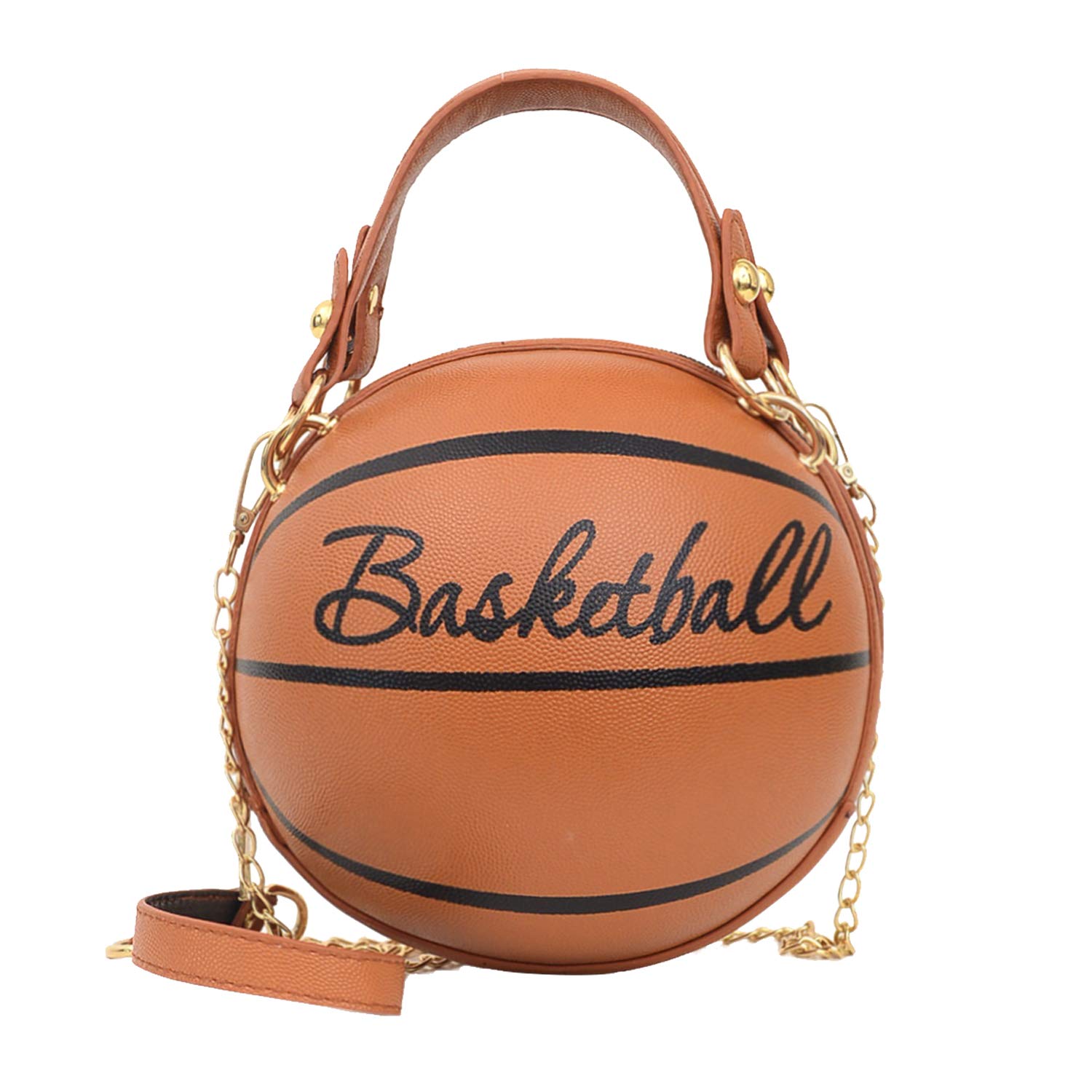 Stylish PU Leather Round Crossbody Purse for Women - Cute Basketball Design Small Tote Handbag | Perfect for Sports Games, Casual Outings & Gift Giving