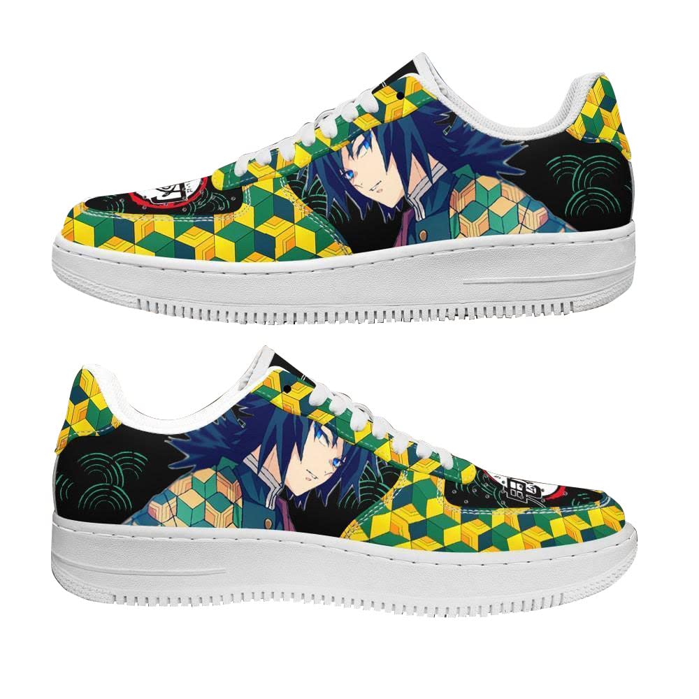 Custom Anime Demon Slayer Tanjiro Nezuko Zenitsu Giyu Printed Basketball Shoes - Low-Top Lace-Up Sneakers for Men & Women - Japan Manga Cosplay, Running, Outdoor Sports & Casual Wear - Perfect Gift for Anime Fans