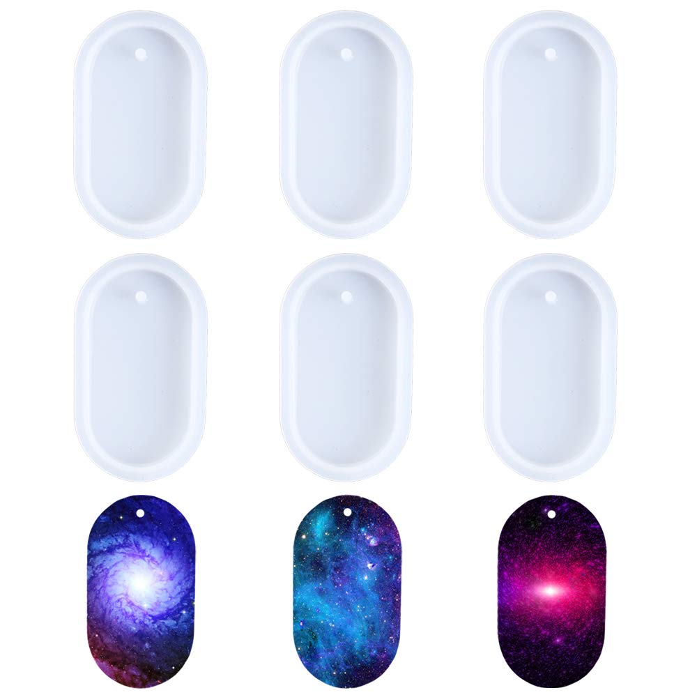 6 Pcs Oval Silicone Keychain Molds for DIY Crafts, Dog Tags & Epoxy Resin Casting - Perfect for Jewelry Making, Gift Tags & Handmade Accessories