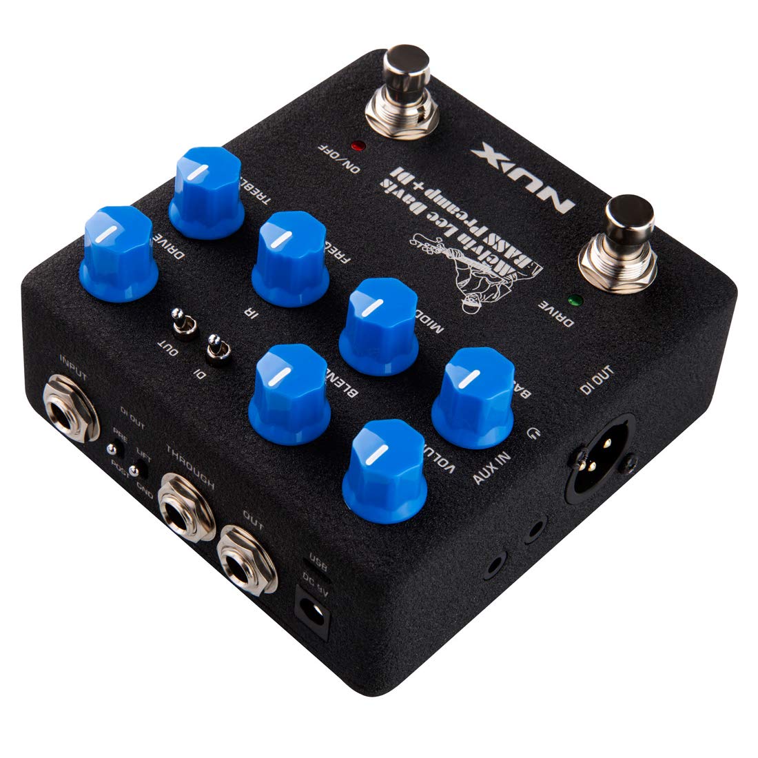 NUX Melvin Lee Davis NBP-5 Dual Switch Bass Pedal - Bass Preamp, DI Box, IR Loader & Audio Interface Combo for Professional Bassists & Studio Recording