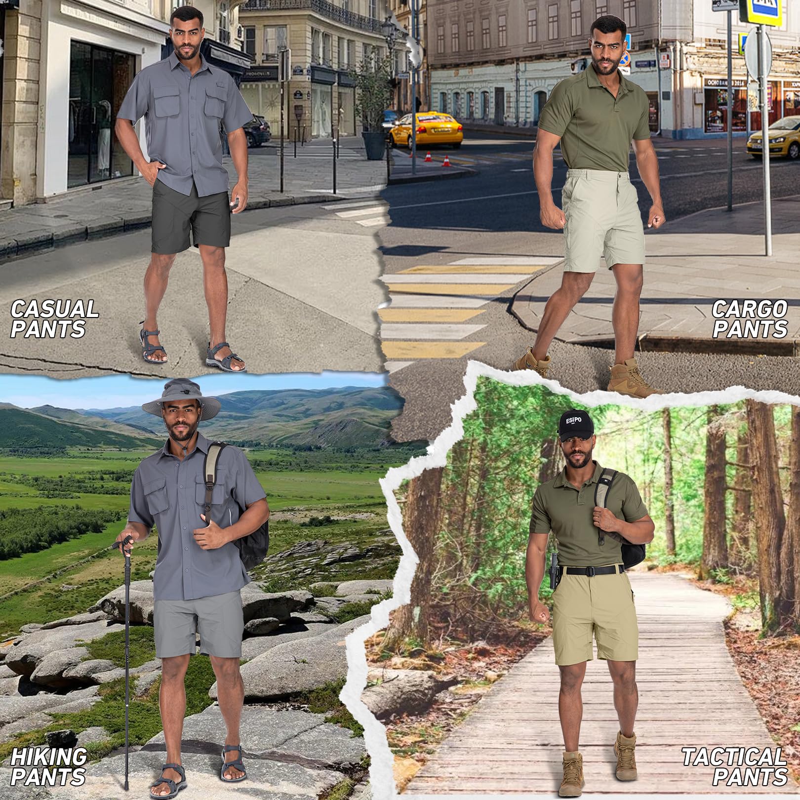 Linlon Men's Quick Dry Lightweight Hiking Cargo Shorts with Multiple Pockets - Perfect for Outdoor Activities like Fishing, Camping & Travel Adventures