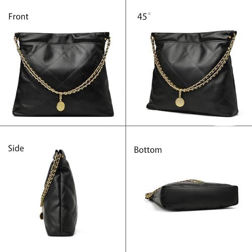 DORIS&JACKY Women's Luxury Quilted Tote Bag Set - Soft Lambskin Shoulder Purse & Large Leather Work Handbag with Small Clutch | Perfect for Office, Travel & Everyday Use