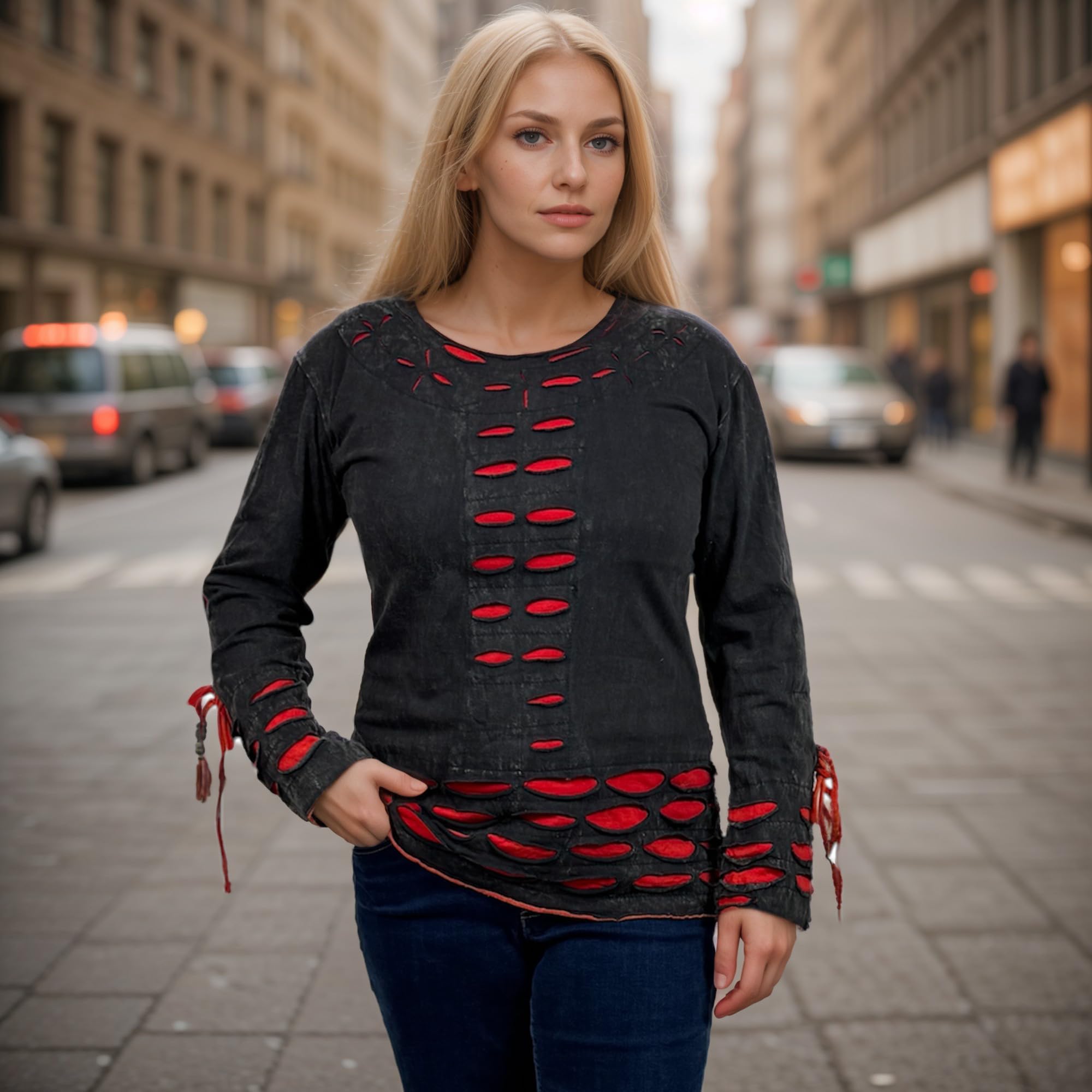 Agan Traders 2025 Spring Cotton Boho Bohemian Rib Top Blouse for Women - Stylish Casual & Party Wear - Perfect for Date Night, Office & Vacation Outfits