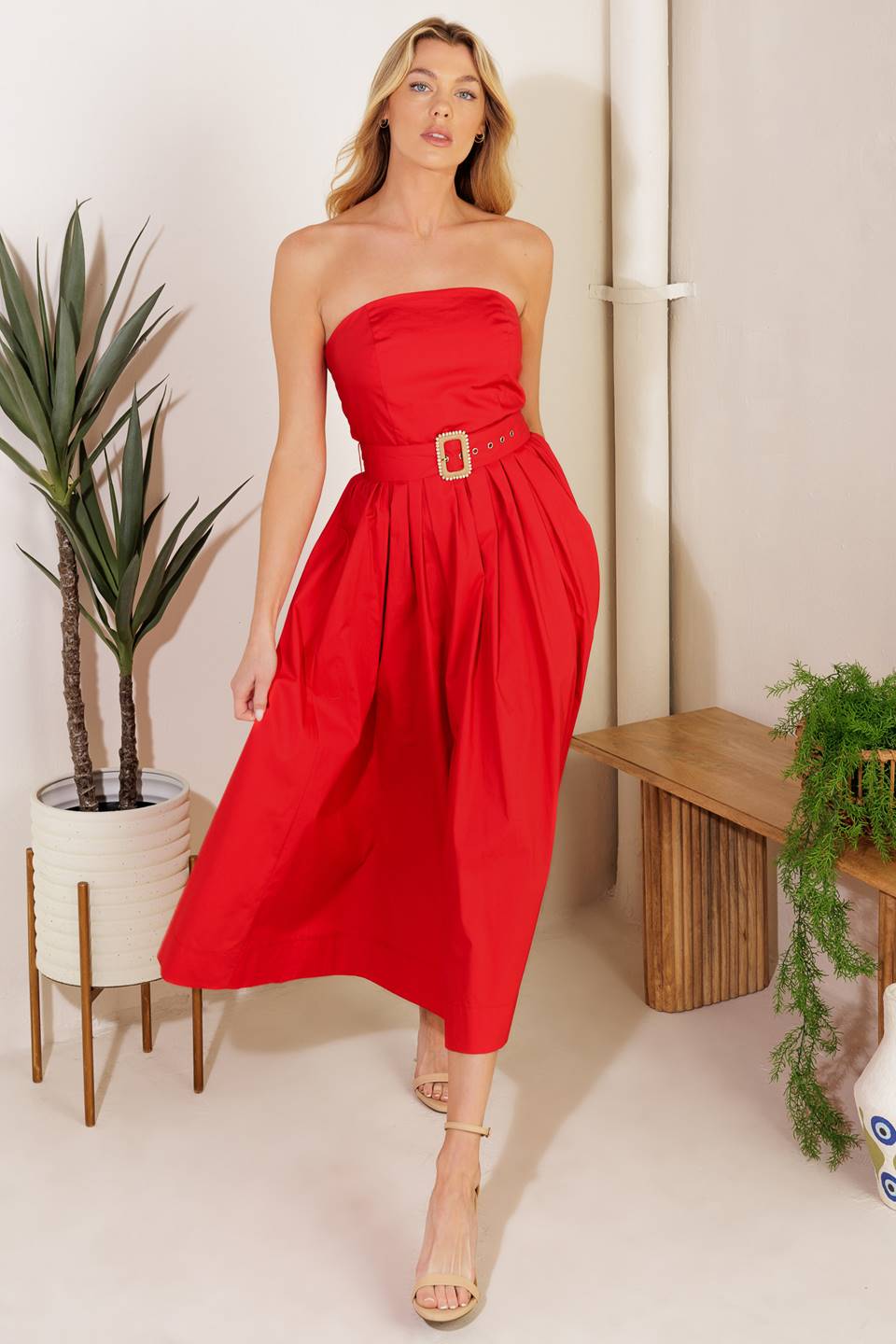 DAYS THAT FADE Woven Midi Dress - Flowy Boho Summer Dress for Women, Beach Wedding Guest Outfit