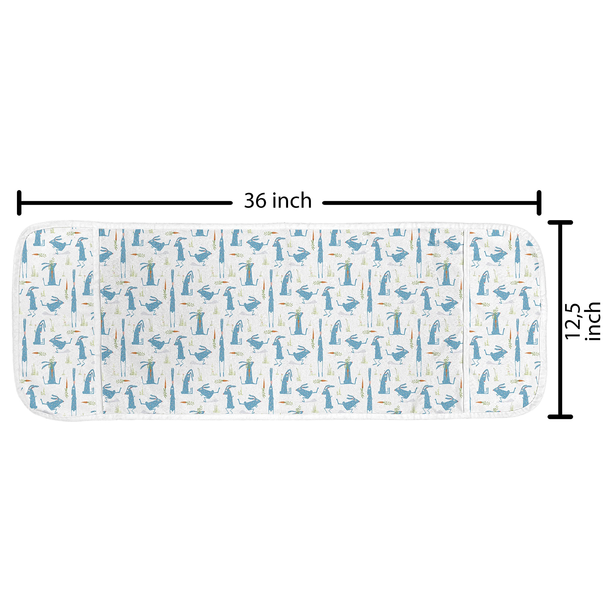 Ambesonne Rabbit Microwave Cover - Funny Bunny with Carrot Design, Waterproof Kitchen Organizer with Pockets (36