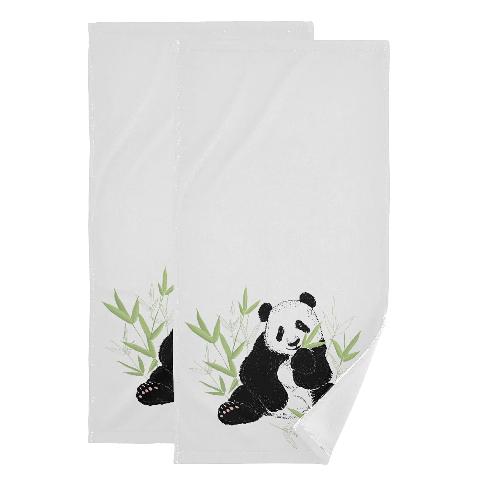 VIGTRO 2-Pack Panda Hand Towels - Ultra Soft & Highly Absorbent Cute Animal Decorative Fingertip Towels for Bathroom, Kitchen, Home - Perfect for Gifts, Baby Showers & Spa Decor