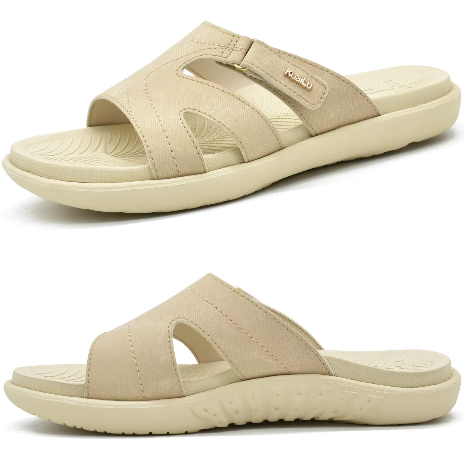 KuaiLu Women's Orthotic Slides - Lightweight Athletic Yoga Sandals with Thick Cushion & Arch Support for Plantar Fasciitis - Perfect for Home, Gym, and Outdoor Comfort
