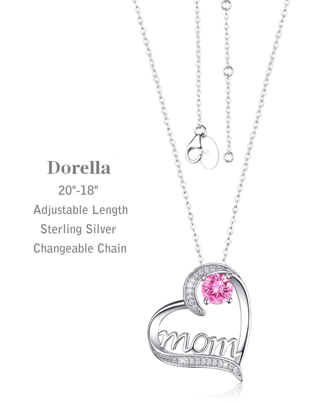 Dorella April May Birthstone Necklace for Women - 925 Sterling Silver Emerald Simulated Diamond Jewelry, Perfect Birthday Gift for Mom, Mother's Day Present, Elegant Necklace for Everyday Wear & Special Occasions