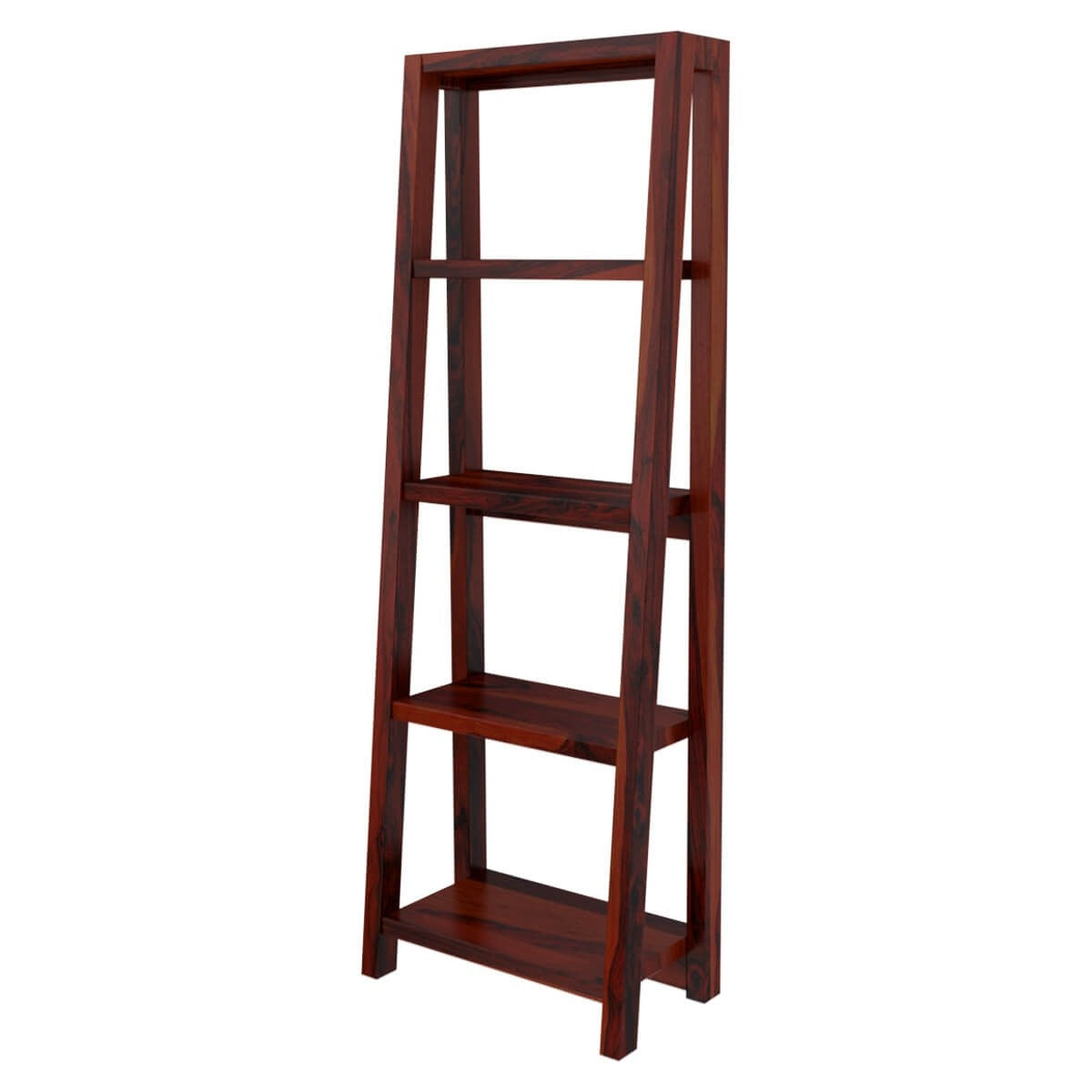 Hagerstown Solid Wood 4-Tier Open Shelf Ladder Bookcase - Space Saving Leaning Bookshelf for Living Room, Bedroom & Office Storage