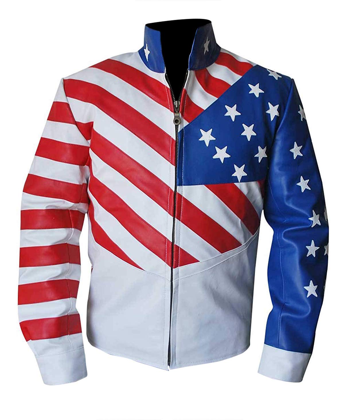 Vintage American Flag Leather Jacket for Men – Retro Motorcycle Biker Jacket, Genuine Leather, Vanilla Ice Style – Perfect for Riding, Casual Wear & Vintage Fashion
