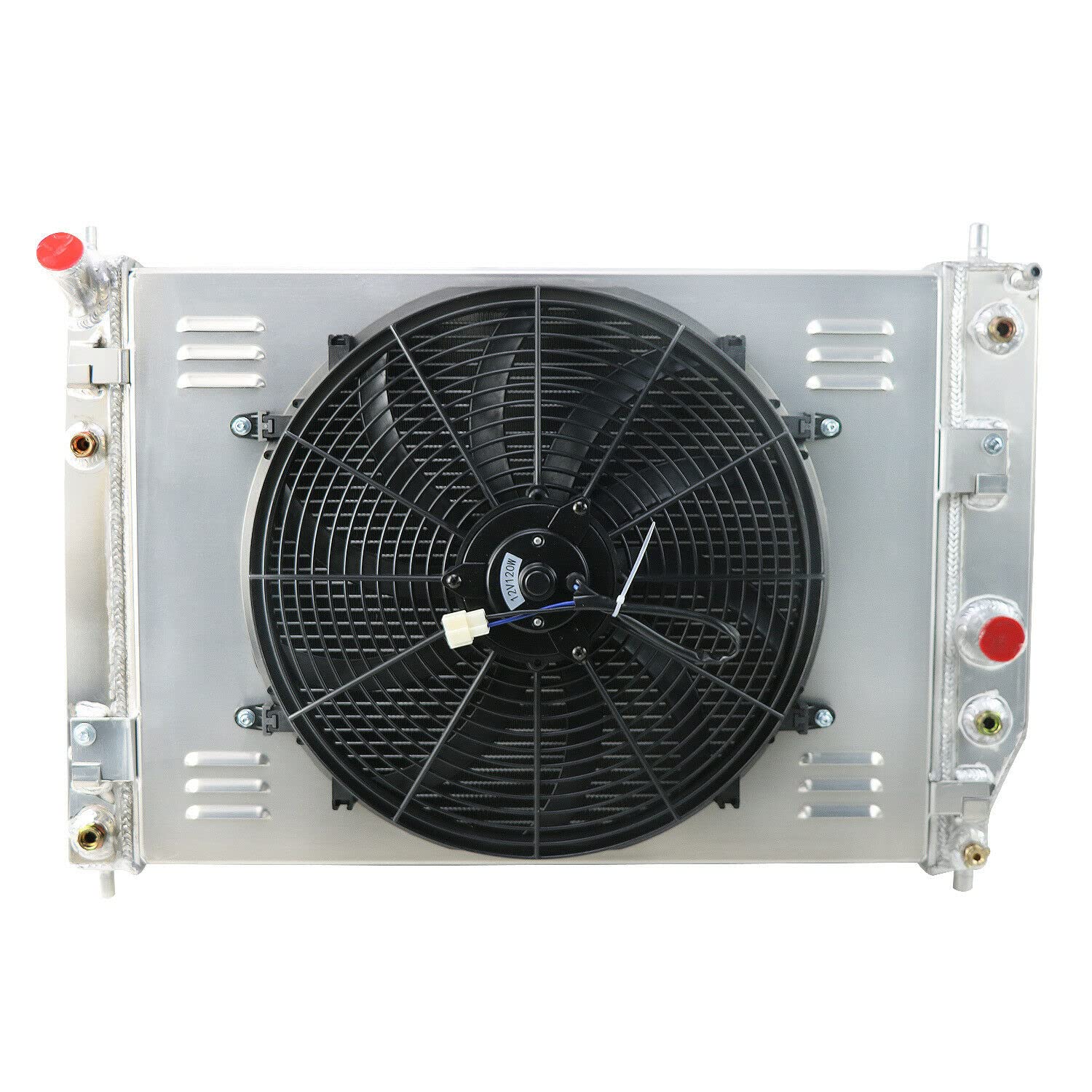 ALLOYWORKS 3 Row Aluminum Radiator with Shroud Fan & Relay Kit for 2005-2013 Chevrolet Corvette C6 6.0L 6.2L 7.0L V8 - High Performance Cooling Upgrade for Racing & Daily Driving