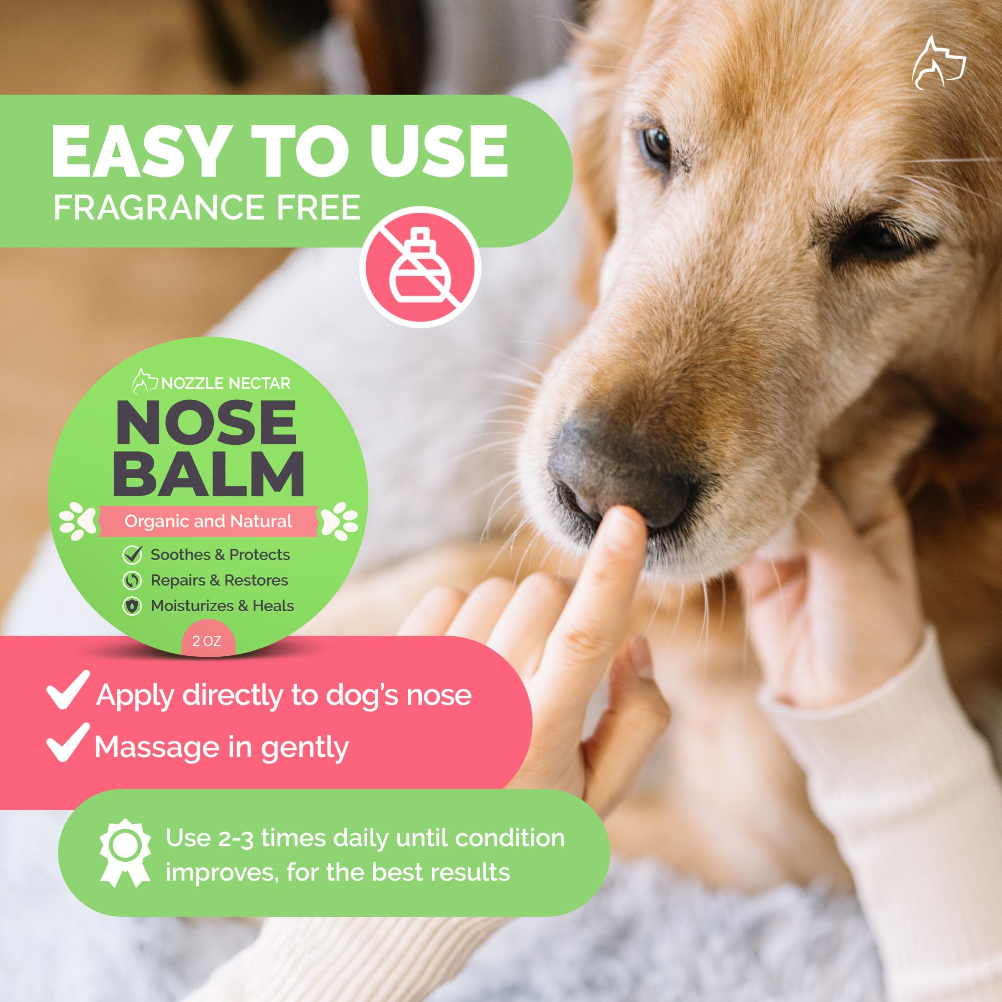 Organic Dog Nose Balm - 100% Natural Healing Cream for Dry, Chapped & Rough Dog Noses - Moisturizing Treatment to Repair & Protect - Perfect for Outdoor Adventures & Winter Care