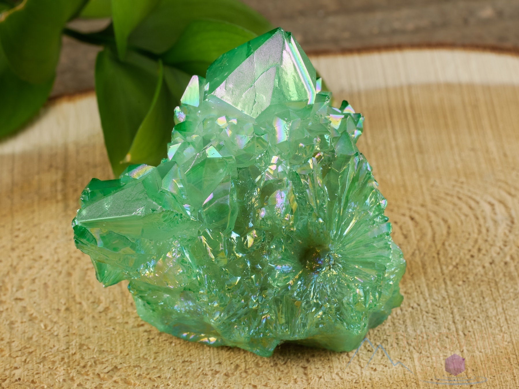 Rainbow Aura Quartz Crystal Cluster - Natural Apple Green Spirit Quartz for Meditation, Healing & Home Decor (R0479) | Metaphysical Crystal Gift for Yoga, Reiki & Spiritual Practices