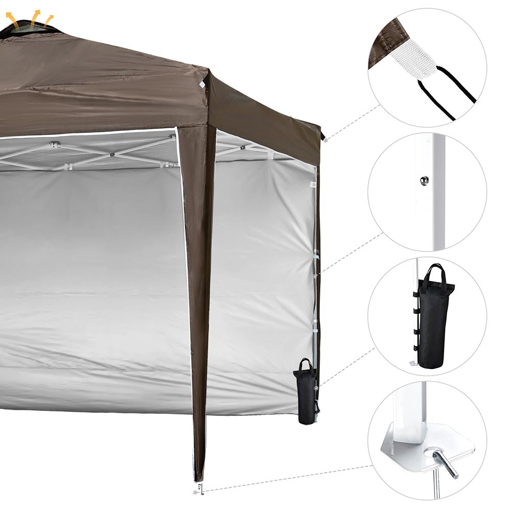 10'x10' Ez Pop Up Canopy Tent with Side Top Vent (9'7x9'7) - Instant Shelter for Outdoor Events, Camping, Beach & Backyard Parties - TheLAShop