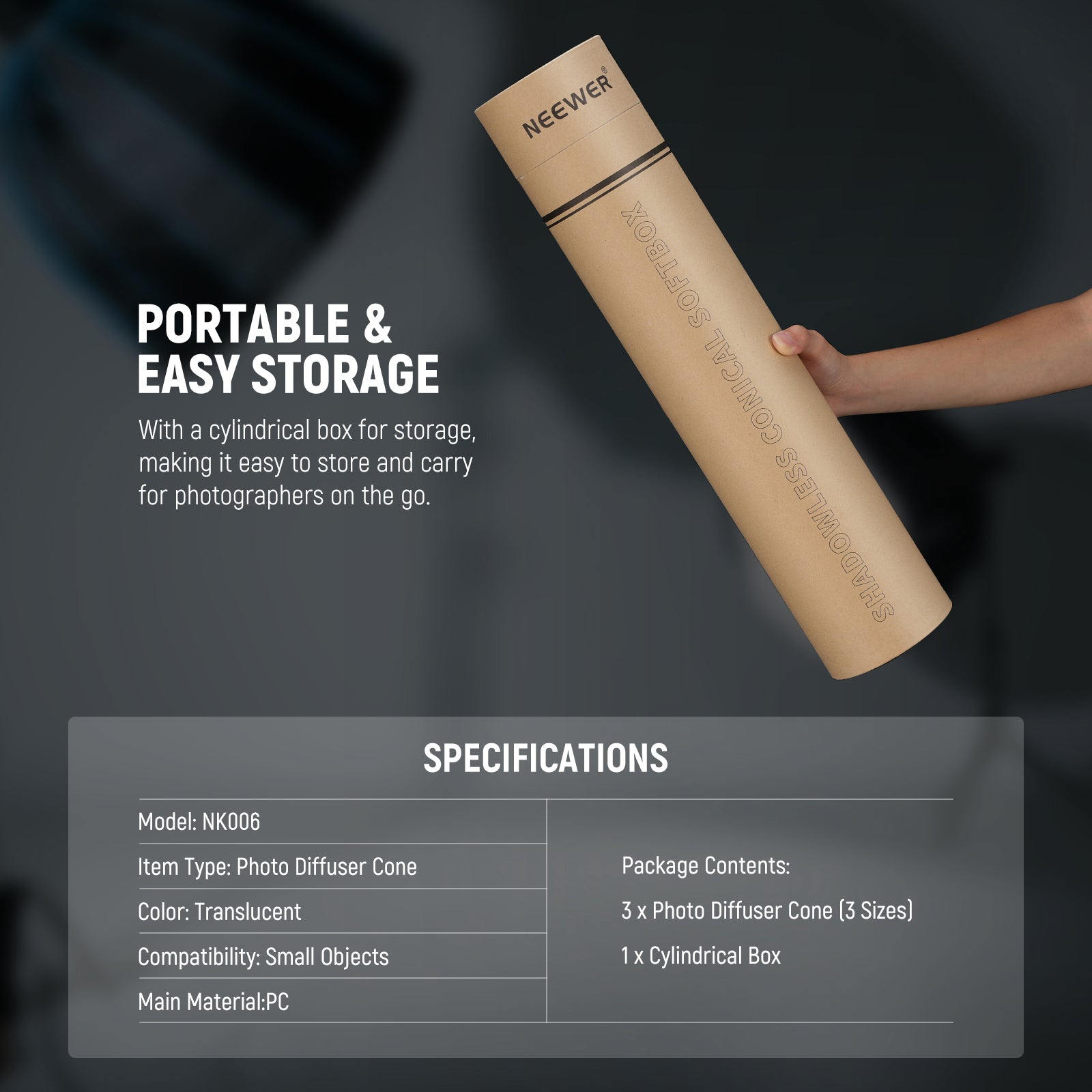 NEEWER NK006 Upgraded 3-Piece Light Cone Kit (14/15/20 Inch) - Professional Photography Lighting Accessories for Studio, Portrait & Product Shoots