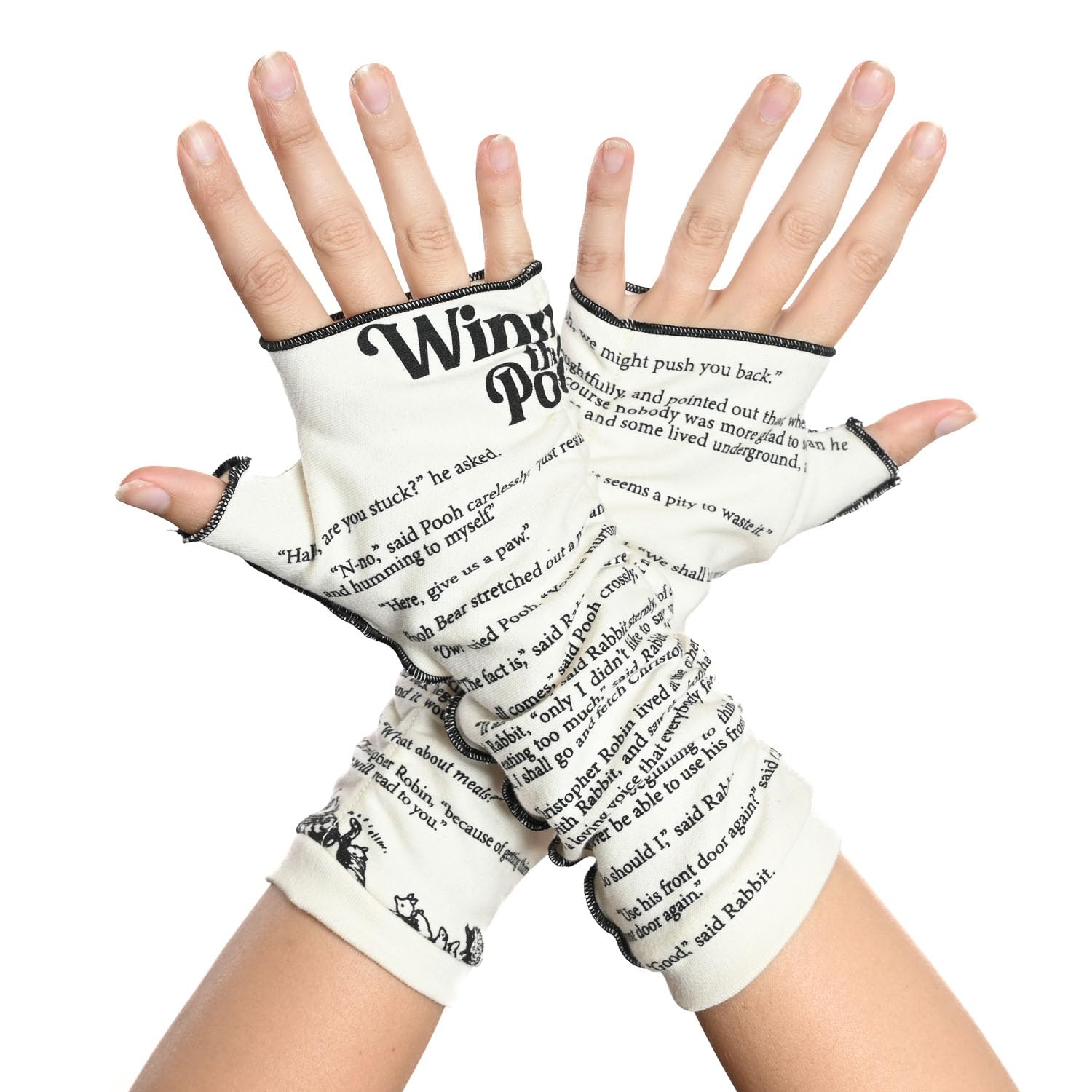 Winnie the Pooh Writing Gloves - Warm & Comfortable Fingerless Gloves for Typing, Writing & Working - Perfect for Office, Home & Cold Weather Use