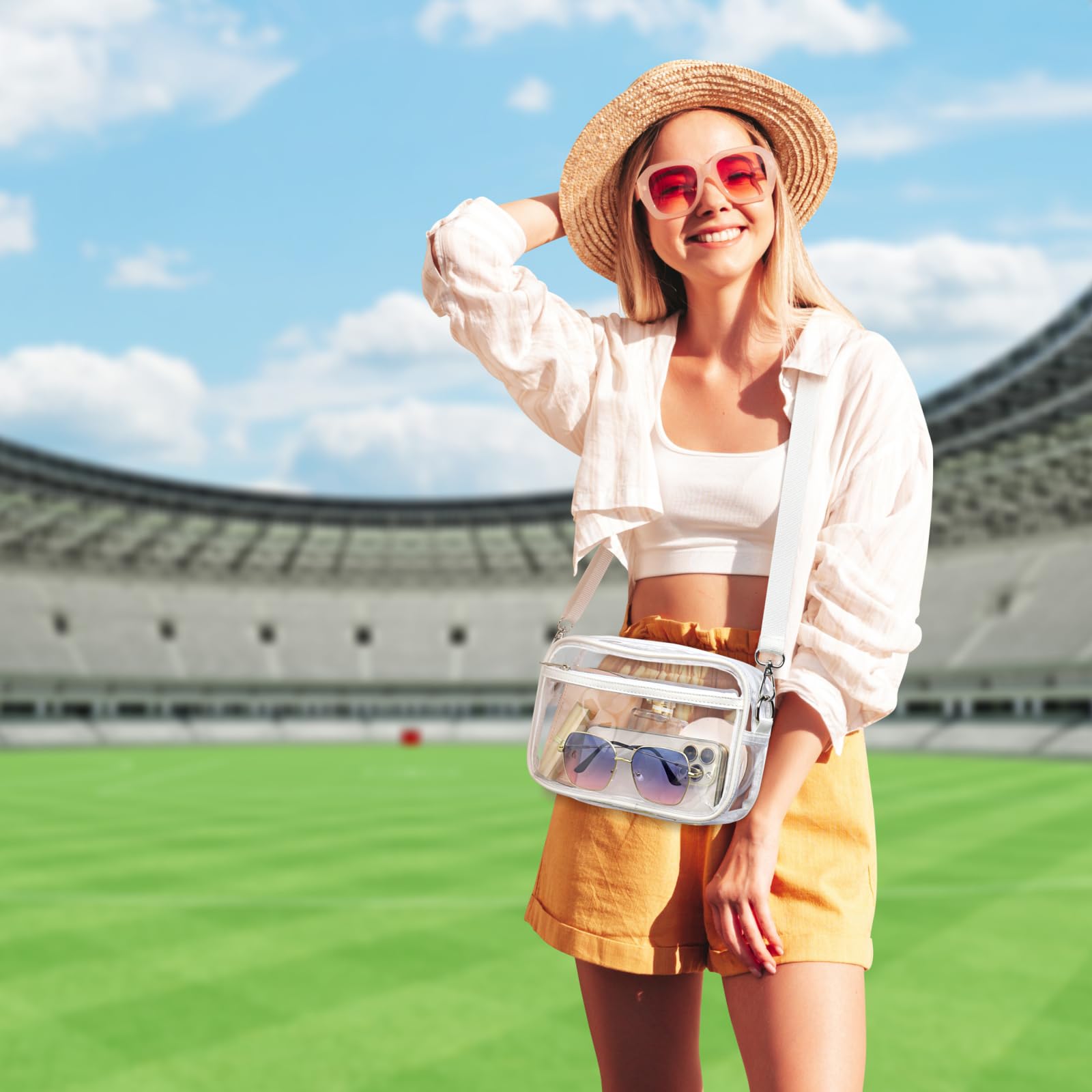 Clear Stadium Approved Crossbody Bag for Women - PACKISM Transparent Purse for Concerts, Sports, Game Day & Events | Perfect for NFL Games, Music Festivals & Theme Park Adventures