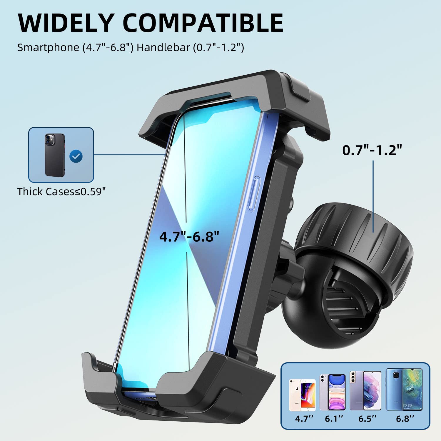 POSIKO Universal Bike Phone Mount Holder - Adjustable Motorcycle & Bicycle Phone Mount for iPhone, Samsung & Smartphones 4.7