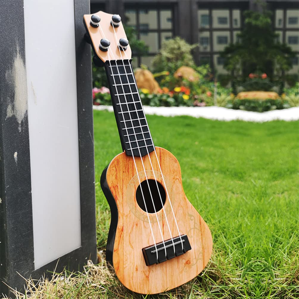 Kisangel Mini Ukulele Toy for Kids - 4 String Beginner Musical Instrument with Light Brown Finish | Educational Guitar Plaything for Toddlers & Children | Perfect for Birthday Gifts, Music Lessons & Early Learning Development