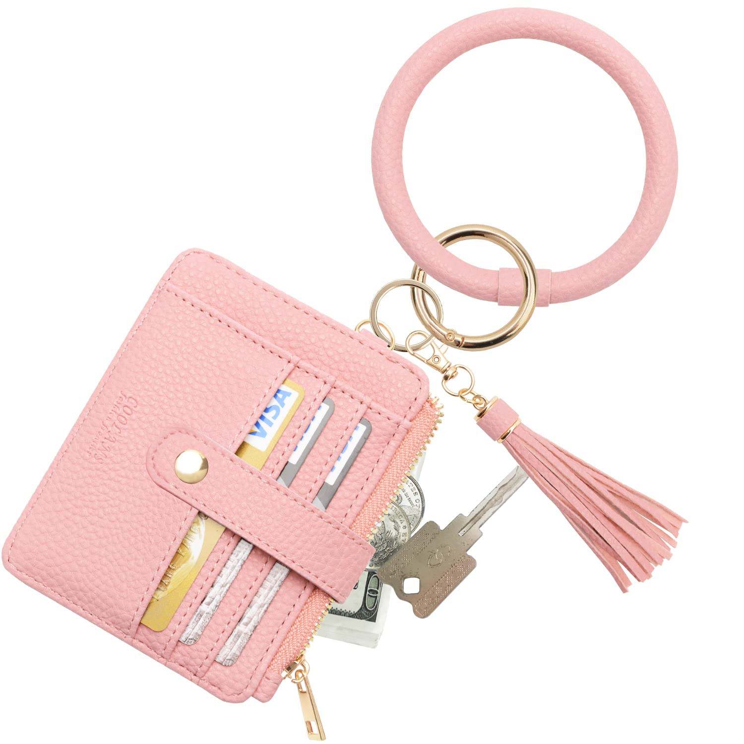 COOLANS Women's Wristlet Bracelet Keychain - Slim Credit Card Holder Purse with Tassel Key Ring Bangle | Perfect for Wallet, Keys & ID Organization | Great for Parties, Travel & Everyday Use