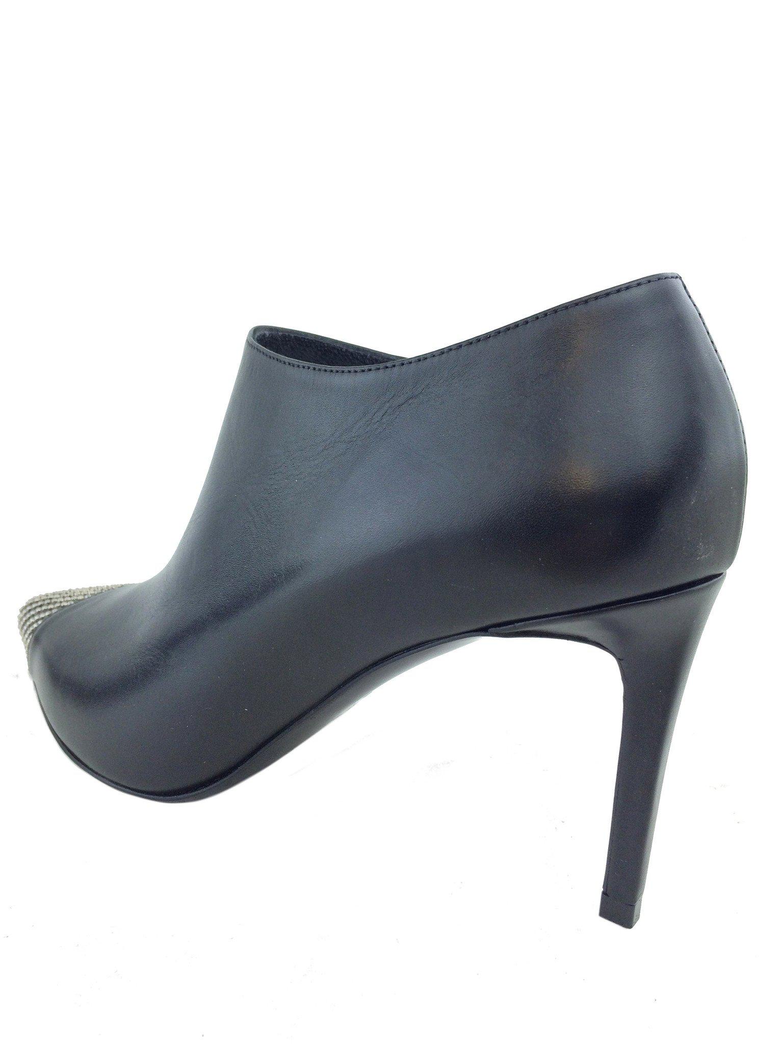 Saint Laurent Studded Pointed Toe Ankle Boots Women's Size 10 Black Leather - Perfect for Night Out, Party & Evening Events
