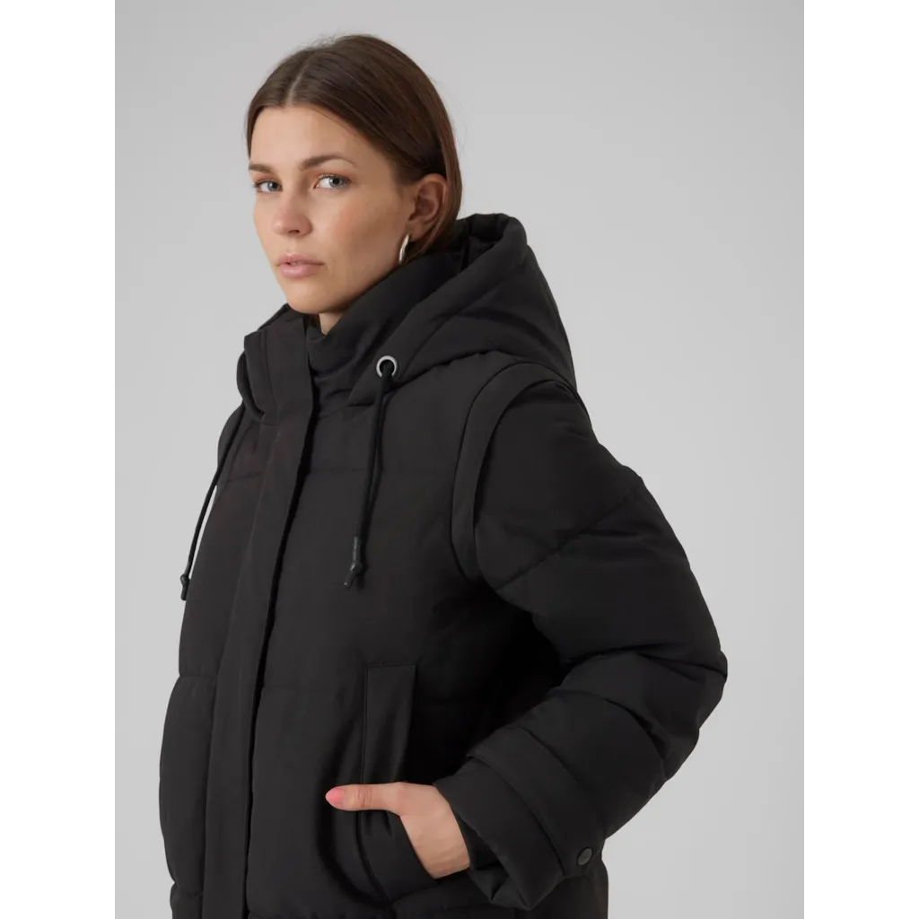 Vero Moda Margaret Long Coat for Women - Black Winter Trench Coat, Waterproof & Windproof, Elegant Outerwear for Office, Dating & Formal Occasions