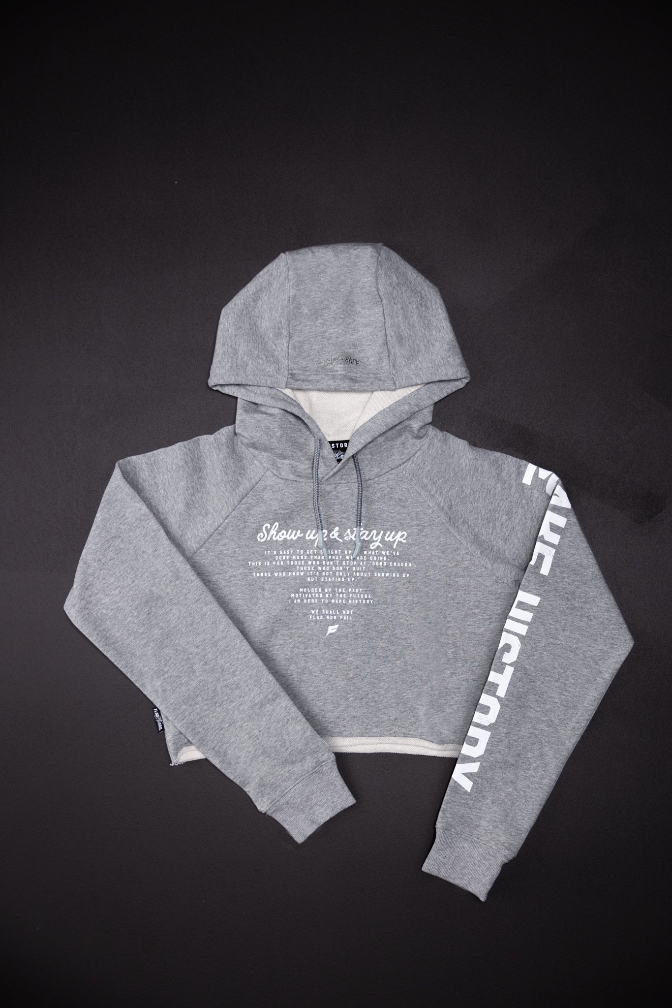 MAKE HISTORY Women's Crop Hoodie - Grey | Soft & Stylish Pullover for Casual Wear, Gym, and Street Fashion