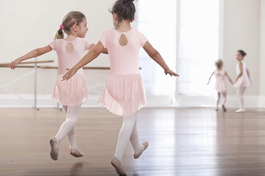 WYHDY Girls Ballet Leotards - Hollow Back Short Sleeve Skirted Dance Dress for Toddler, Little & Big Girls | Perfect for Ballet Class, Recitals & Dance Performances