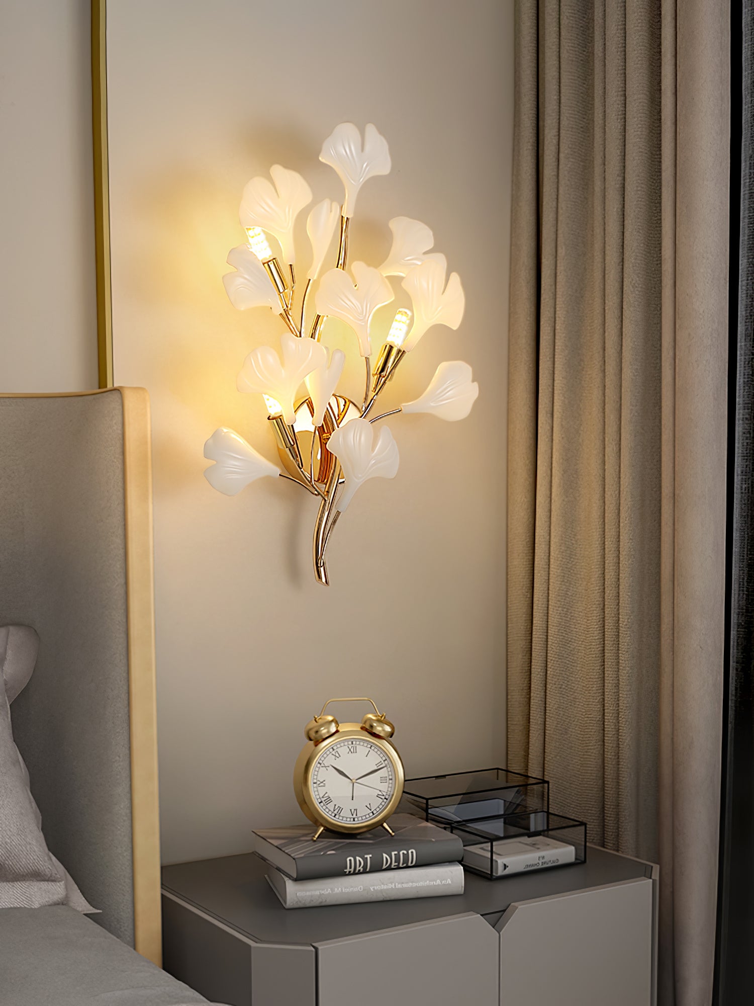 Ginkgo Leaf Wall Lamp - Modern LED Sconce Light Fixture for Bedroom, Living Room, and Hallway Decor | Energy-Efficient Home Lighting Solution