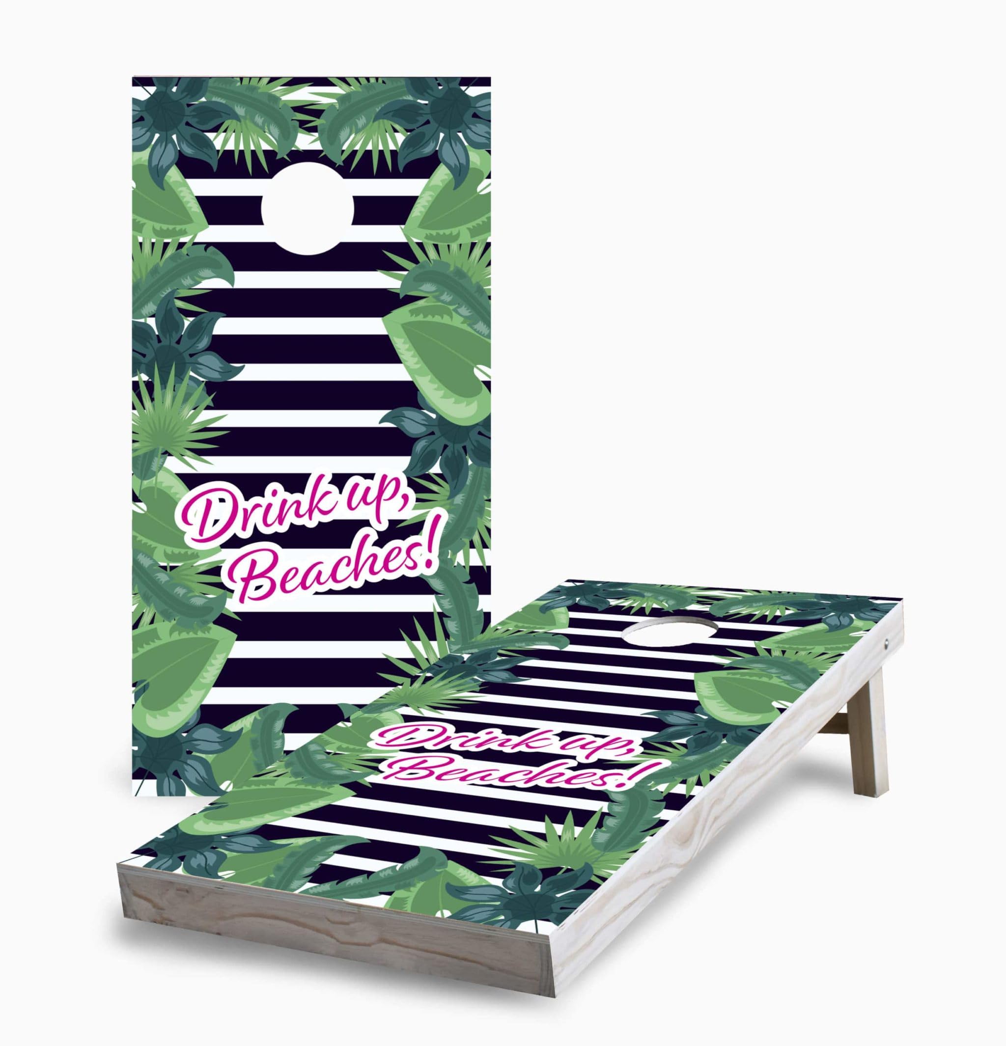 Drink Up, Beaches Corn Hole Board Game Set with 2 Boards & 8 Bags - Premium Outdoor Lawn Game for Backyard Parties, Tailgating, and Beach Fun