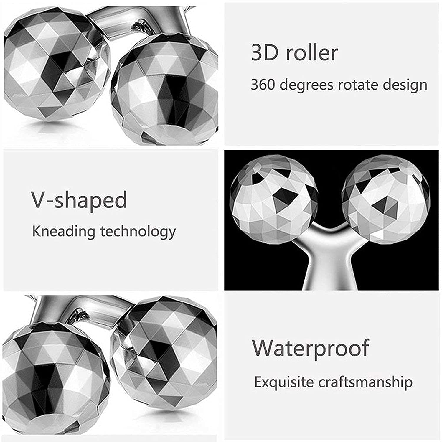 Calldrishe 3D Face Roller Massager - Anti-Aging Facial Massage Tool for Wrinkle Reduction, Face Slimming & Skin Tightening - Silver | Improves Facial Contour, Reduces Neck & Eye Wrinkles | Perfect for Home Spa, Self-Care & Beauty Routine