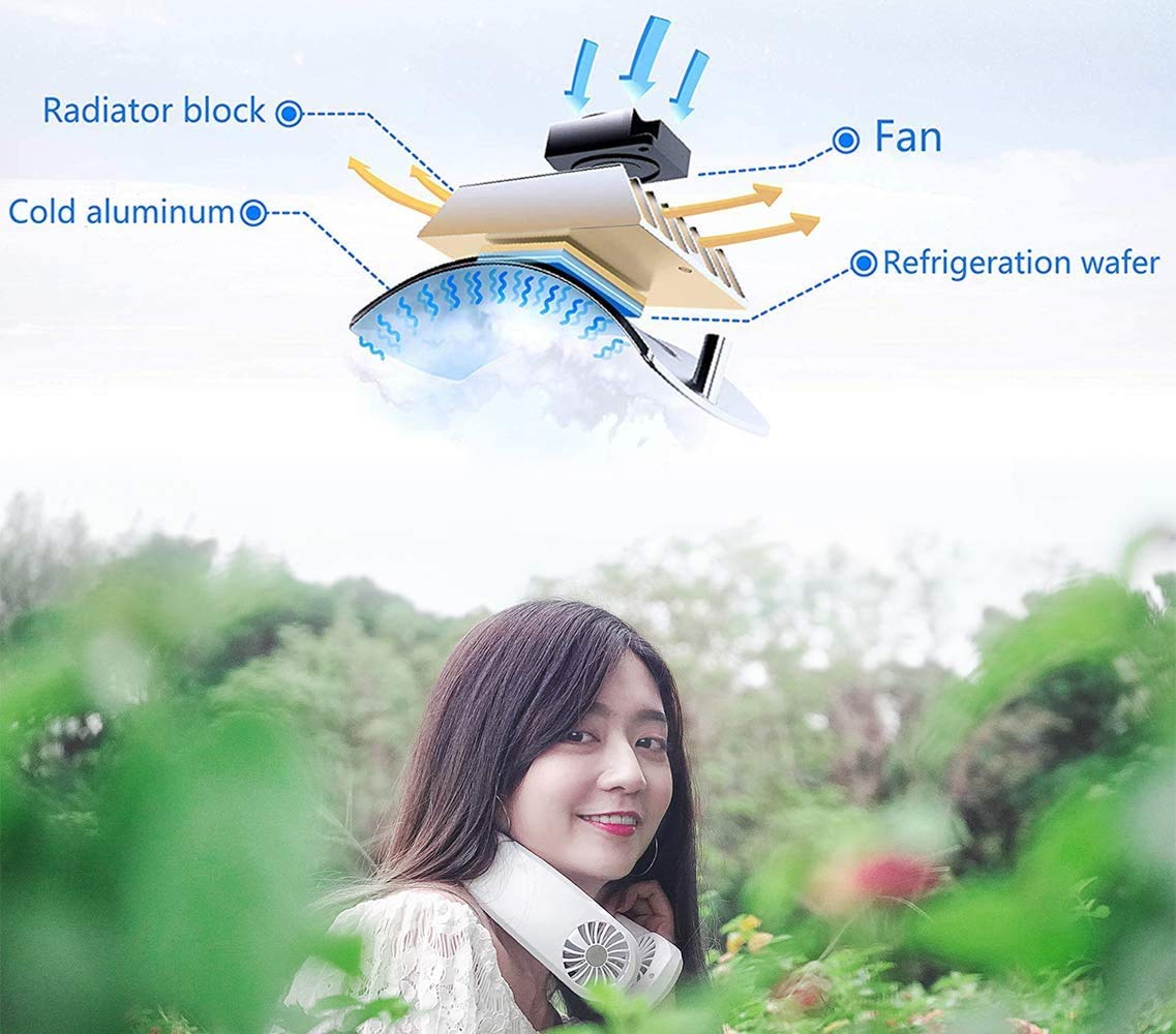 Portable Rechargeable Neck Fan - Bladeless Personal Cooling Fan for Women & Men, Wearable AC with Battery, Perfect for Outdoor, Travel, Gym & Office Use
