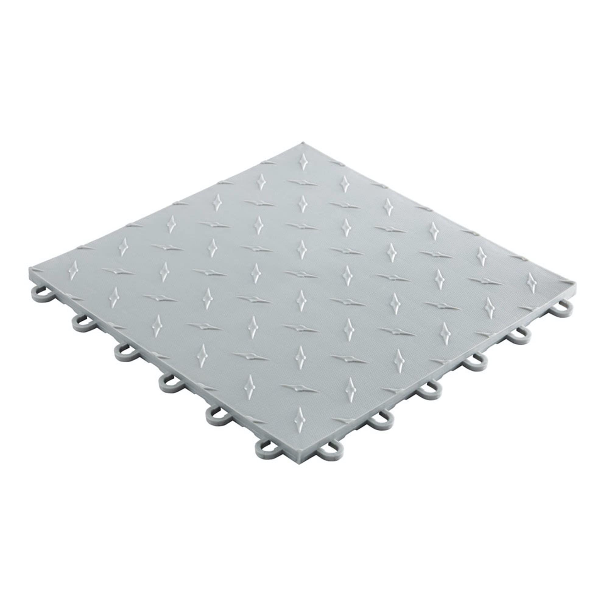 Speedway Garage Floor Tiles 50-Pack - Diamond Lock Interlocking Tiles for Garage, Workshop & Basement - Silver (789453S-50) | Durable & Easy Installation for Home & Commercial Use